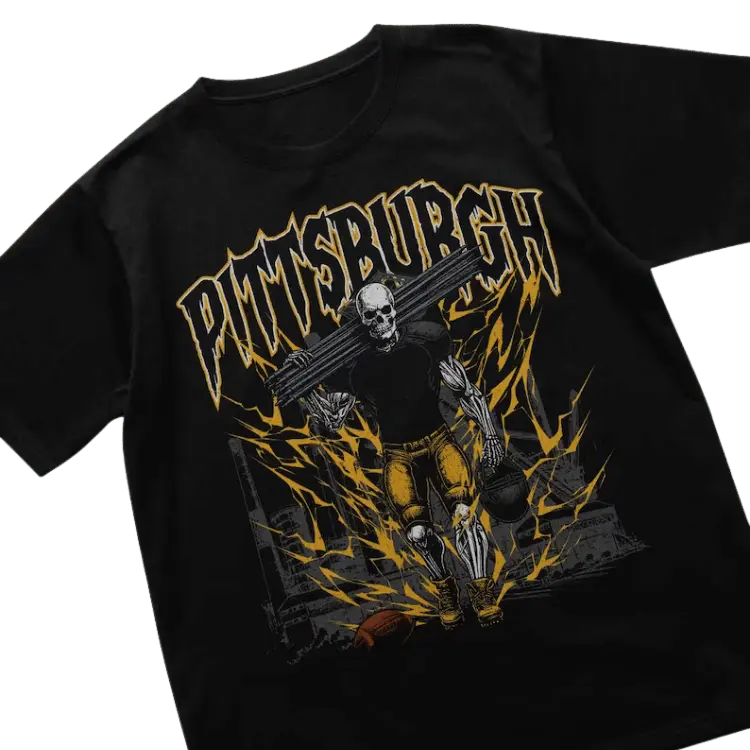 Pittsburgh Football Vintage Tee, Football Team Shirt, Skeleton Shirt, Football Shirt, Vintage Graphic Tee, Unisex T-Shirt, Gift For Men, Top Menswear Streetwear