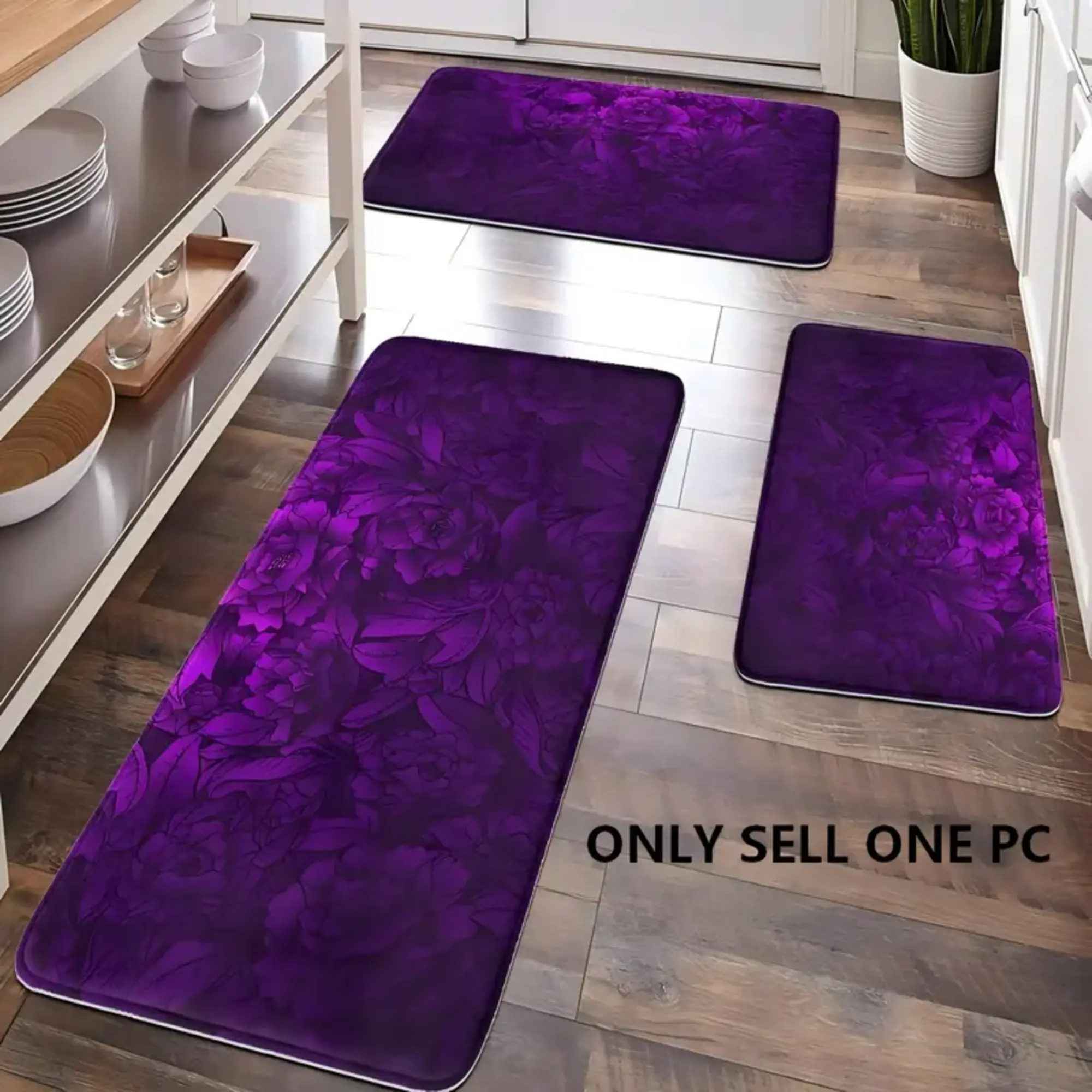 [SALE 50%] 1pc, Absorbent mat, home decoration, bathroom floor mats, bathroom anti-skid mats, kitchen floor mats, purple Flower floral pattern floor mats, Bohemian theme floor mats, soft and comfortable surfaces, and fatigue relief