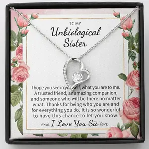 To My Unbiological Sister Gift Birthday Jewelry - Friendship Gifts For Soul, Bonus, Sorority Sister - Best Friend, BFF, Bestie Pendant Necklaces styles On Birthday, Christmas, Anniversary. Necklace Jewelry With Meaningful Messages Card & Box