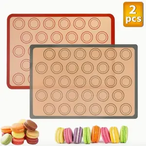 2 pcs, Silicone Baking Mat, Perfect for Cookies, Macarons & Pastries, Reusable Heat Resistant Baking Mat, Bakeware & Utensils