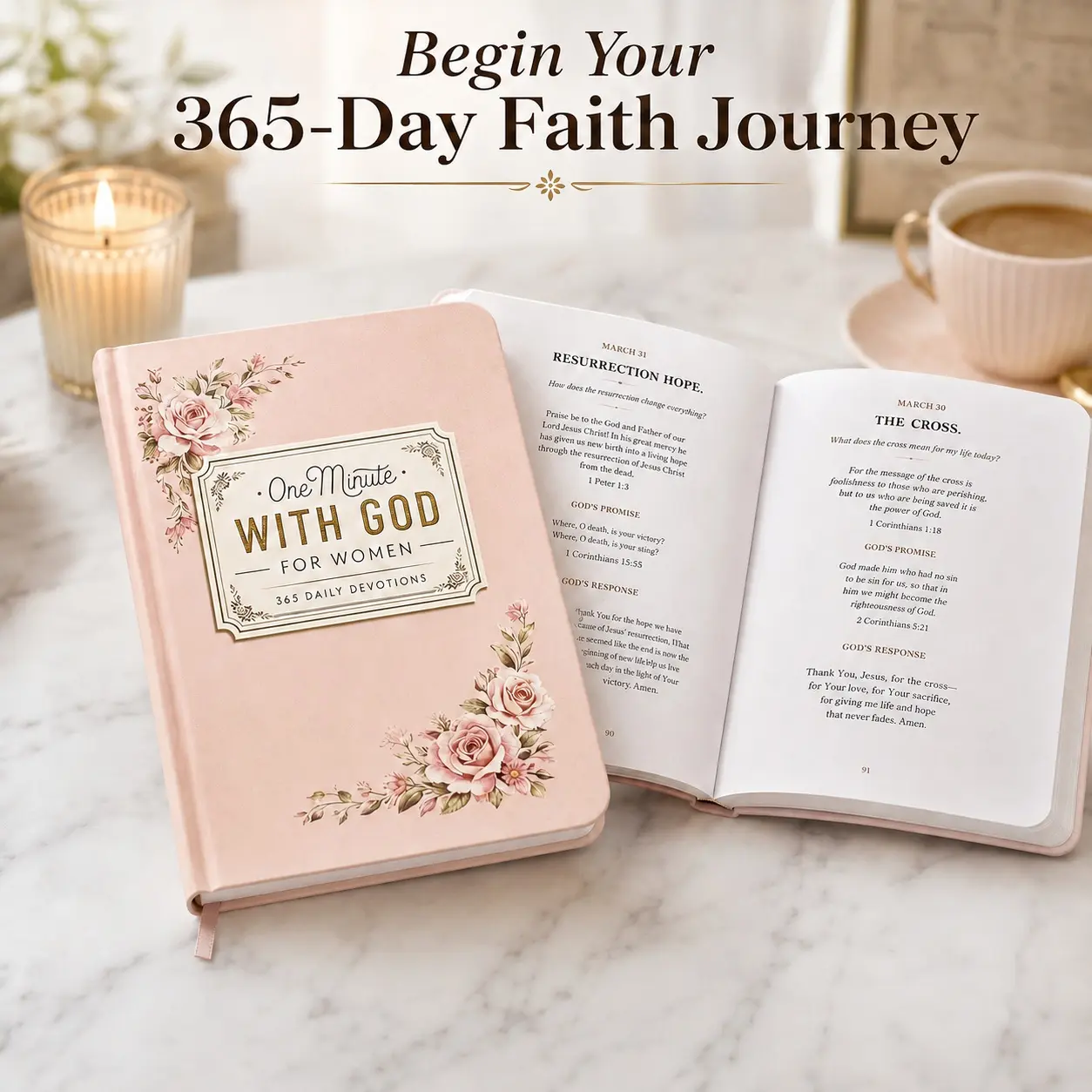 One Minute with God for Women | 365 Days Devotional Journal, Premium Hardcover Christian Devotional Book, One Minute Daily Prayer Book, Bible Reflection And Faith Journal, Mother's Day Gifts