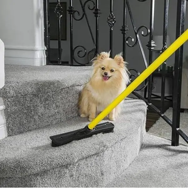 FURemover Original Indoor Pet Hair Rubber Broom with Carpet Rake Black and Yellow