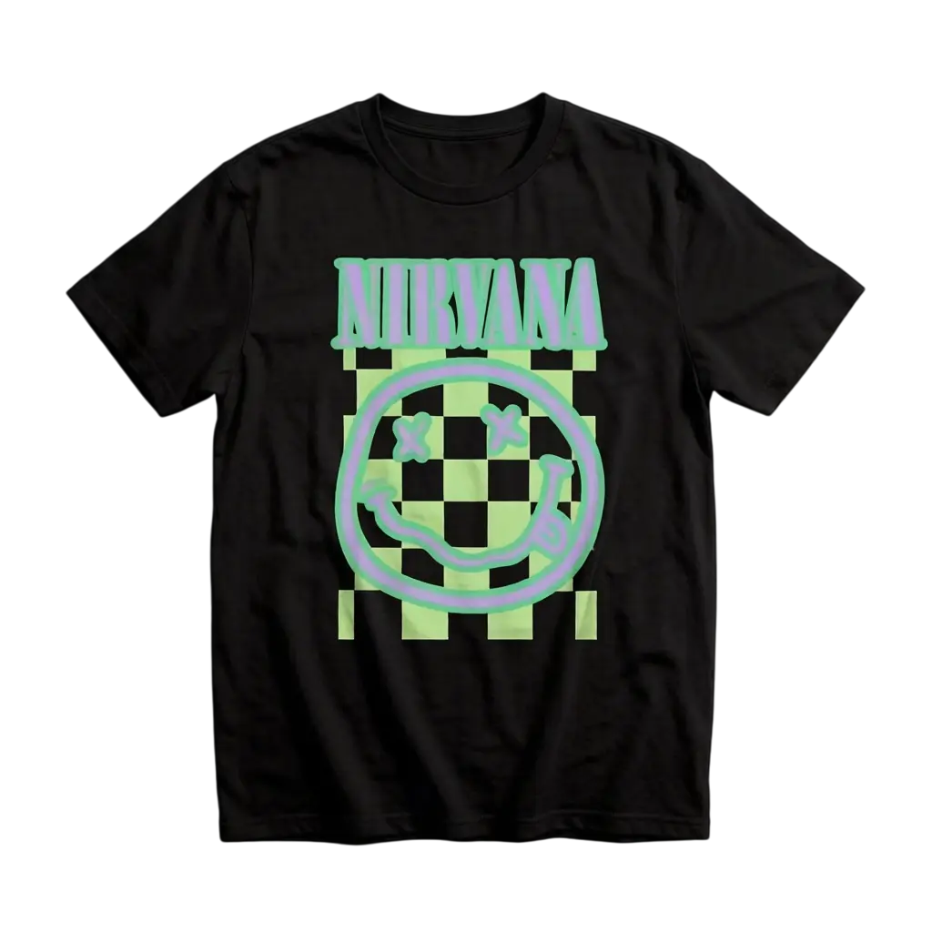 Blue Nirvana Smiley graphic tee on Oversized Women, Unisex Tshirt, Men's Clohtes, Women's Clothes, Cotton Menswear Womenswear Cotton