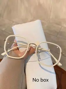 Navy Prescription Eyeglasses Frame for Women, Fashionable Frames Glasses, Anti-Blue Light Color-Changing Glasses, Large Plain Mirror, Slimming Face Effect