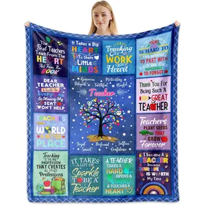 Teacher Appreciation Gifts, Teacher Gifts for Women Men Blanket 60"x50", Birthday Gift for Teachers Mentor, Thank You Teachers Gift Ideas for Teacher's Day Graduation Retirement Christmas, Printed on One Side with a Plain White Back, Halloween Thanksgivin