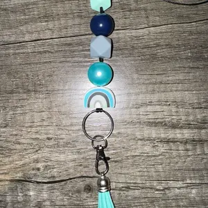 Colorful Beads Blue Lanyard with Tassel Charm - DIY Beading, Jewelry Making Supplies for Toys & Hobbies Projects