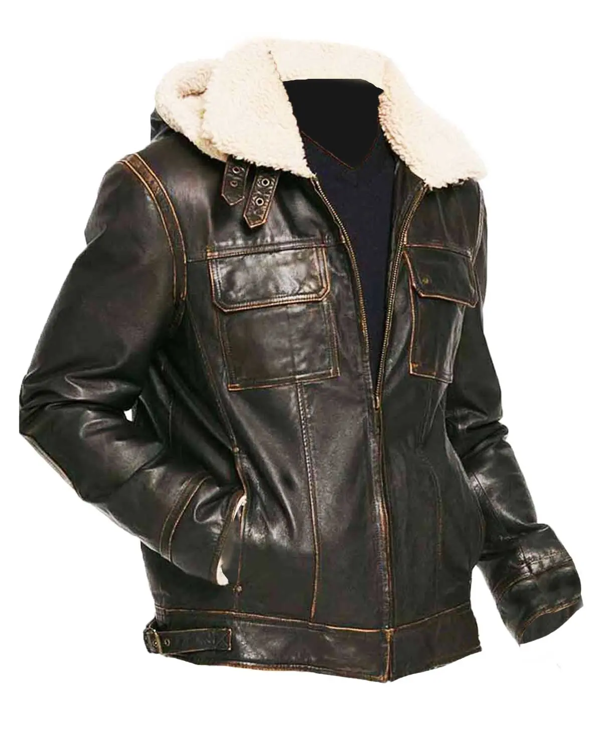 MotorCycleJackets Men’s Brown Waxed Hooded Aviator Jacket