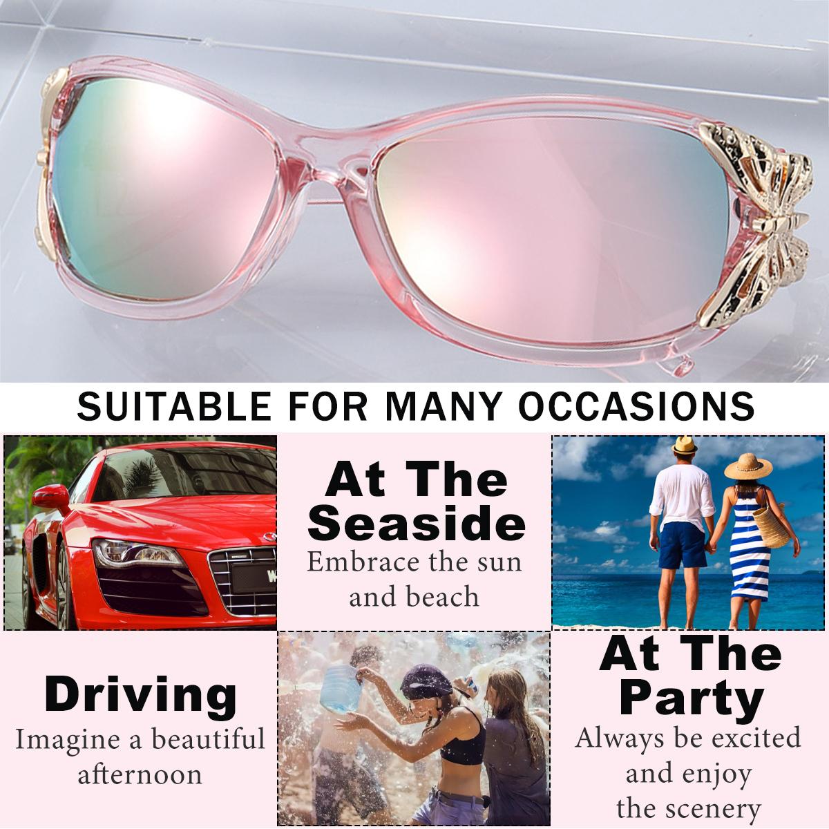 3 Pairs Y2K Sunglasses for Women, Fashion Wrap Around Butterfly Design Sun Glasses with UV400 Protection