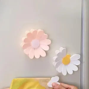 2PCS Daisy Magnetic Clips, White & Pink | Reusable Food Bag Sealing Clips, Cute Fridge Magnets for Kitchen Organization
