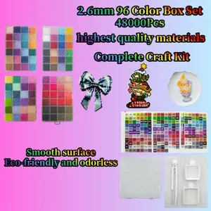 2.6mm 96 Color Box Set,48000Pcs,Stainless Steel Precision Tweezers Set,3D Pixel Puzzle Beads,Perfect for Kids & Adults Craft,Multiple Available,Infinitely Creative Maierial,DIY Bead Set,Spelled Beads Keychain pendant