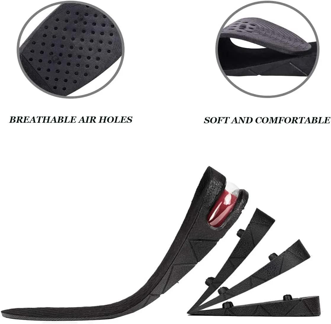 Heightened and Invisible Insole Four-Layer Heel Lift Cover with Air Cushion for 1.2" to 3.5" Variable Height Men's and Women's Boosters Discreet Comfortable Eye-Catching supportive sol