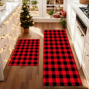 2Pcs non-slip kitchen mat, Christmas rug, kitchen rug set, Washable kitchen rugs, soft comfortable foot mat, machine washable, Christmas decoration, Christmas gift, suitable for kitchen, dining room, bedroom, Kitchen Runner Rug