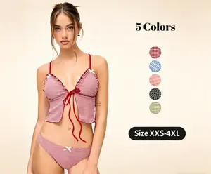 Bikini Set – V-Neck Bowknot 2 Piece Swimsuit with Tummy Control