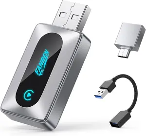 FAHREN Upgraded Wireless CarPlay Adapter for iPhone,Bluetooth & WiFi Connection,Compatible with iOS 10+ & car from 2017,No Lag,Includes Type-C Adapter & Extension Cable USB A.