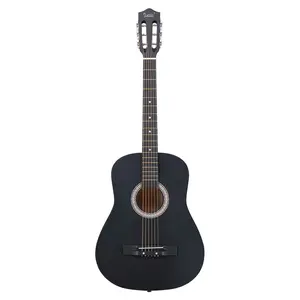 Matte Black 38-in Round Acoustic Guitar Full Set with Accessories: Picks, Strings, Capo, Hard Case, Tuner, Strap