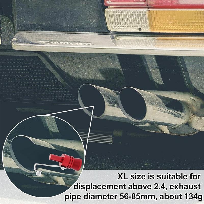 2pcs XL Size Aluminum Alloy Universal Turbo Sound Exhaust Muffler Pipe Whistle Car Roar Maker Red