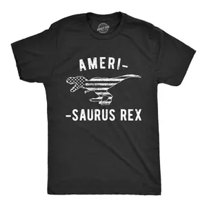 Mens Amerisaurus Rex T Shirt Funny 4th Of July T-Rex America Graphic Novelty Tee Mens Funny T Shirts Cool Vintage Fashion T-Shirt Gift Classic Menswear Patriotic Apparel for Men Funny Dinosaur Short Sleeve Black