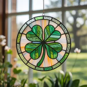 Four Leaf Clover Acrylic Suncatcher, Lucky Shamrock Window Hanging, St. Patrick’s Day Sun Catcher Decor, Lucky Irish Ornament, Irish Gift