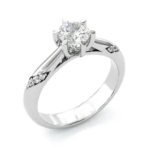 Jzora sparkling 1ct round cut synthetic moissanite sterling silver wedding ring