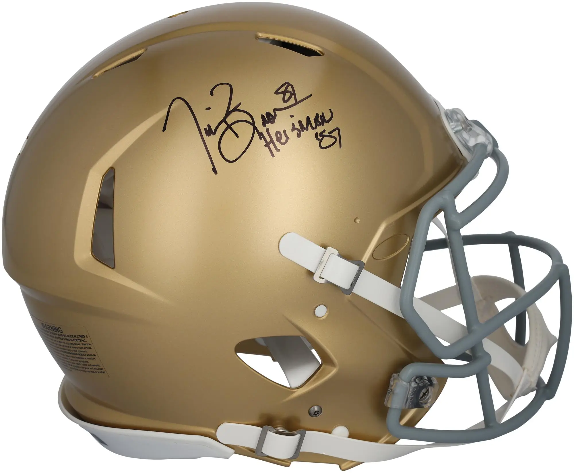 Tim Brown Notre Dame Fighting Irish Autographed Riddell Speed Authentic Helmet with "Heisman 87" Inscription - Fanatics Authentic Certified