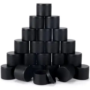 24 Pieces 4 oz Black Candle Tins with Lids Candle Containers for Candle Making Arts Crafts Storage and Gifts