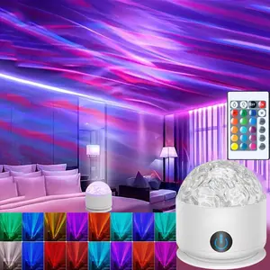 16-Color Water Wave Projector Night Light - Touch & Remote Control LED Lamp for Bedroom, Relaxation & Party