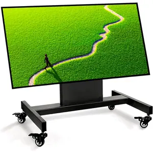 Rolling TV Stand, Mobile TV Cart, Low Profile Floor Monitor Cart for 32-75 inch Screen, Height Adjustable, 90°Adjustable Viewing Angle