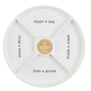 MudPie Divided Serving Tray - Ceramic Plate with Food Labels for Easy Presentation