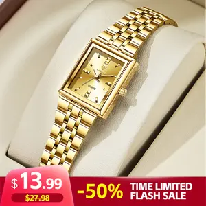 LIEBIG Women's Square Luxury Watch Gold Stainless Steel Strap Quartz Movement Elegant Fashion Design Eternal Precision New Year Gift for the Best Her