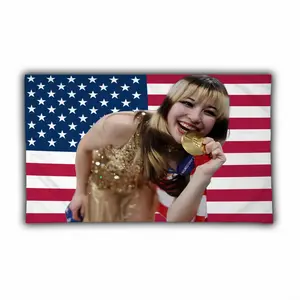 Alyssa Liu USA 2026 Winter Games Flag, Lightweight Printed Patriotic Ice Skating Banner, American Pride Hanging Gift for Home Decor, Premium Festive Backdrop
