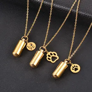 Paw Charm & Cylinder Memorial Urn Necklace Paw Charm & Cylinder Memorial Urn Necklace
