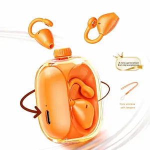 In-ear Ear Clips Wireless Earbuds, 360° Rotation decompression tool, Bluetooth 6.0 High-definition call Earphones, 30h Super Long Battery Life Headphones,suitable for work,sport, with silicone soft lanyard