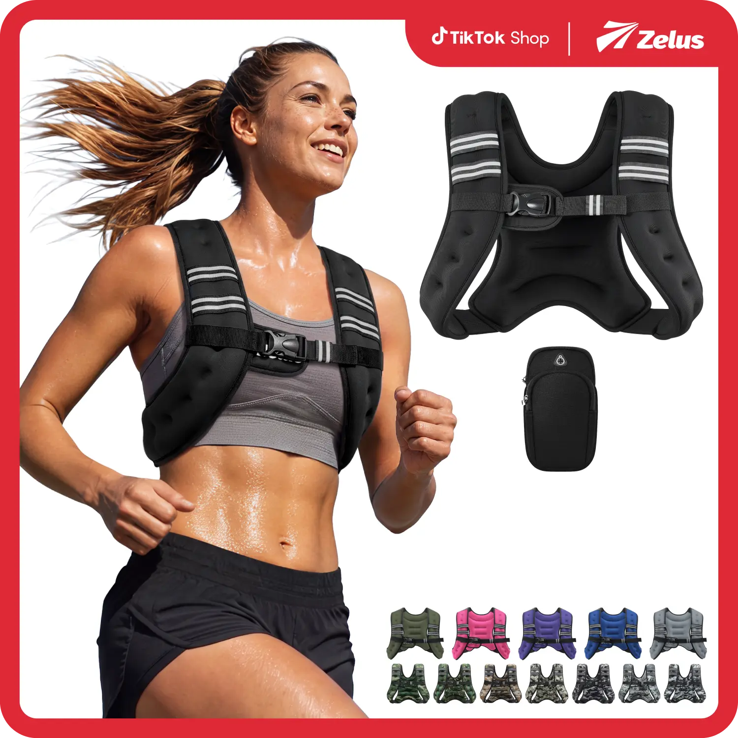 【BackToSchool】ZELUS Weighted Vests,Adjustable 6-30lbs,Weighted Vest Workout with Reflective Stripes&Adjustable Straps,Workout enhancer for Motivational Walking,Running,Rucking,Core&Posture Boost|Outdoorfun |#tiktokshopbacktoschool