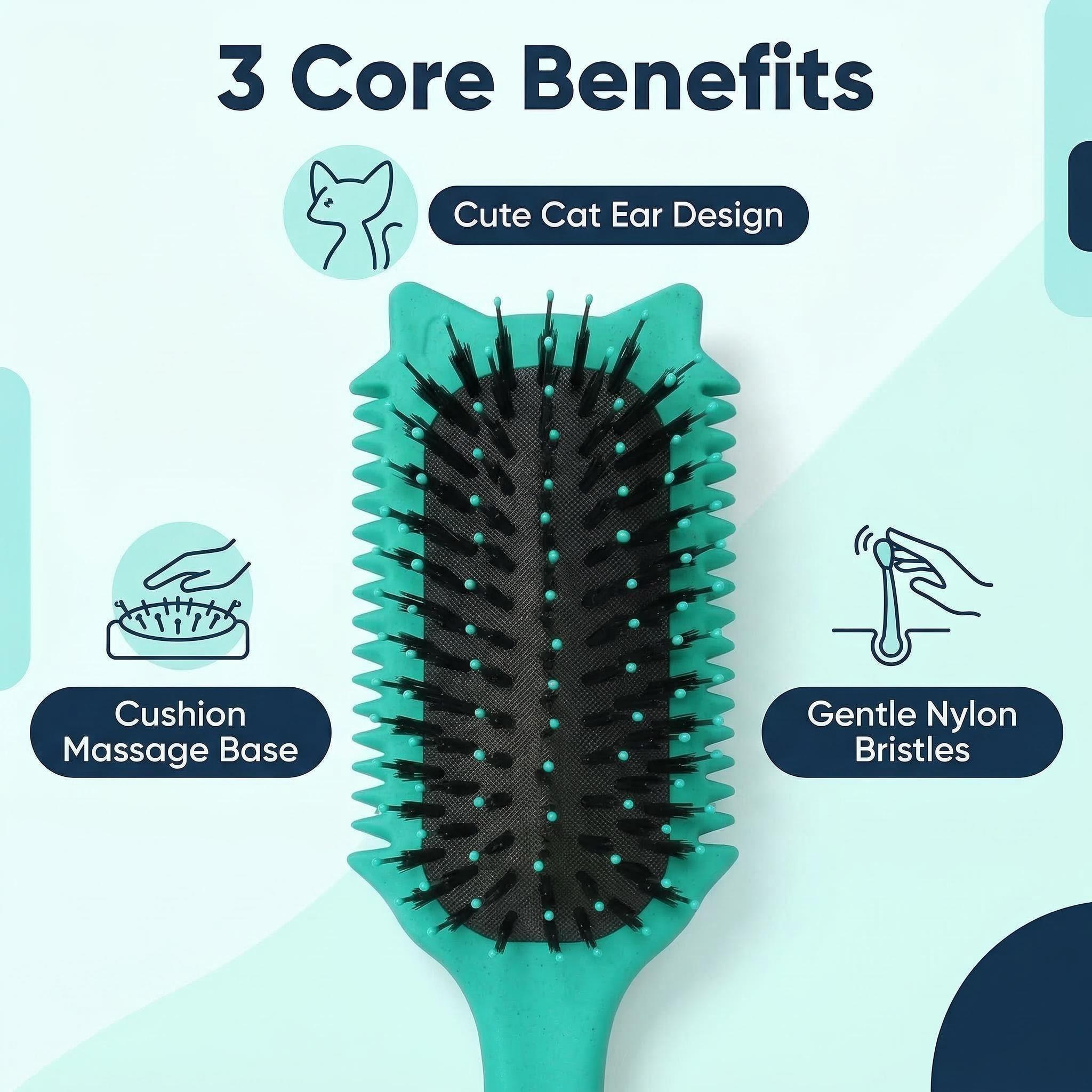 Upgraded Curl Defining Comb – Adorable Cat Ear Design, Wide Tooth Detangling Comb for Curly, Wavy & Coily Hair | Anti-Frizz, No-Pull Styling Tool for Men & Women, Perfect for Daily Use, Travel & Natural Hair Care