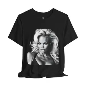 Pamela Anderson Celebrity Artwork Tee - Black & White Unisex Pop Culture Fashion Top