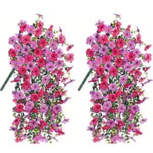 6pcs - Durable Artificial Flowers for All Seasons - Outdoor Realistic UV-Resistant Mixed Color - Fake Hydrangea Vines - Suitable for Hanging Baskets - Decorative Pots, Garden Porch Balcony - Wedding Thanksgiving Halloween Christmas - Indoor Home Decor