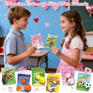 LQYoyz Valentine's Day Party Favors 24packs Kids Stress-Relief Sports Ball Keychain with Cards for Classroom Gift Exchange Birthday Prizes Student Goodie Bag Stuffers