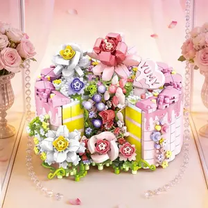 Dreamy Birthday Cake Building Blocks Set Model, Sweet Girl Design, Multi-Layered, Gift Box Included, Perfect for Parties and Decorations