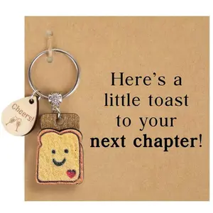 T019 Wooden Keychain Cute Bread Cartoon Pendant Wooden Card Acrylic Keychain