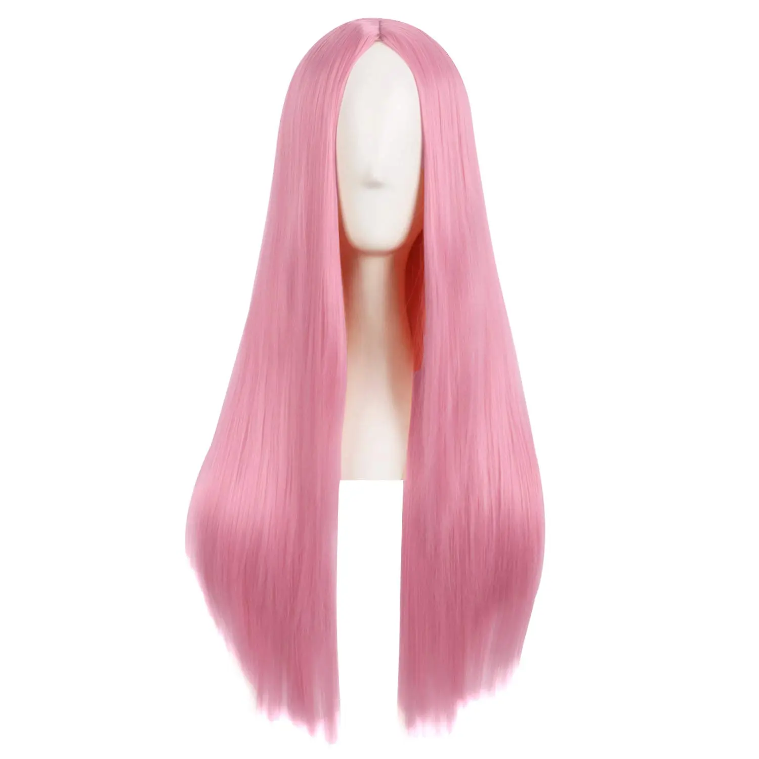Women's 28 Inch/70 cm Natural Long Straight Synthetic Light Pink Costume Wig - Straight Hair Wig for Fashion Accessories, Pink Wig