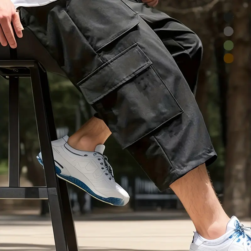 Men's Multi Pocket Workwear Long Cargo Shorts, Casual Streetwear Summer Style, Casual Fit Suitable for Daily Use, Shorts with Pocket