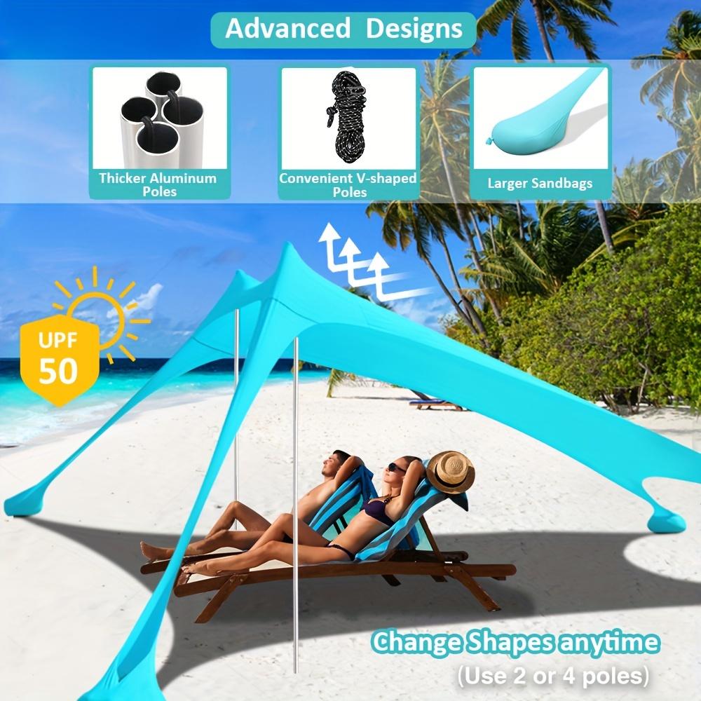 Beach Tent Canopy 10'x10' Beach Tents Sun Shelter 6-8 Person Beach Canopy Tent Sun Shade Easy Setup Pop Up Beach Shade Canopy Portable Beach Tent UPF 50+ Waterproof Windproof Beach Canopy