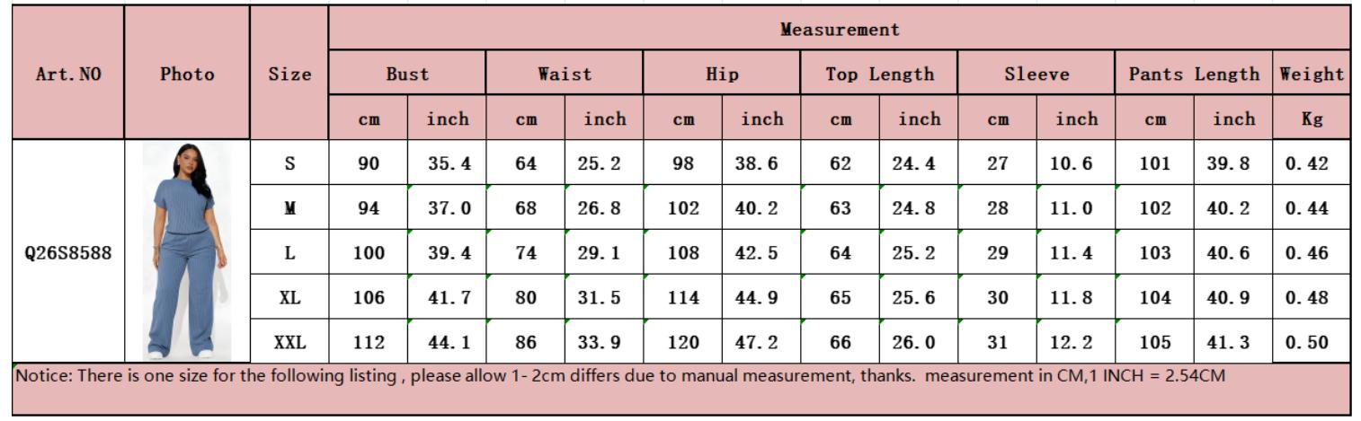 Women's Premium Ribbed Knit Co-ord Set for Spring & Summer – Short Sleeve Crew Neck Top & Straight Leg Trousers – Elegant Loungewear for Work from Home & Weekend Outings