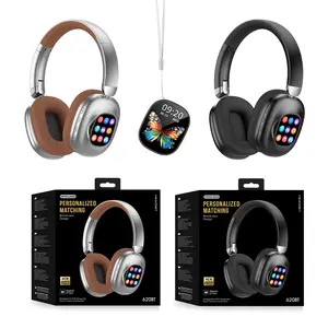 MUSEN AKZ-620BT Personalized Matching Design Wireless Headphones Bluetooth with Removable LCD Intelligent Touchscreen Control, Music Playback, Lyrics Display Song Title Display, Call Answer, Timekeeping, Calculator, Flashlight,Alarm Setting, Etc.