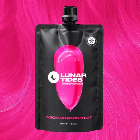 Lunar Tides Hair Color - Neon Dragonfruit UV Reactive Bright Pink Semi-Permanent Hair Color Vegan Cruelty-Free