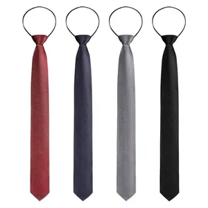 4Pcs Pre-tied Adjustable Zipper Neck Ties for Men 2.35 inch Mens Necktie for Office Graduation School Uniforms (Black, Navy, Grey, Dark Red) - Home Improvement.