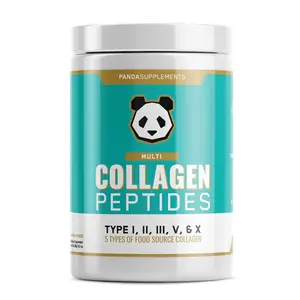 Panda Supps Multi Collagen Peptides Powder – Hydrolyzed Grass-Fed – Types I, II, III, V & X – 30 Servings – Unflavored – Healthy Skin, Hair & Joints Support