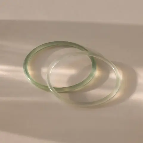 Thin Jade Bangle Set by Caitlyn Minimalist - Set of 2 Stackable Green Jade Bangle Bracelets - Everyday Gemstone Jewelry - Christmas Gifts for Her
