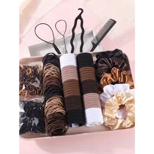 1159pcs Basic Fashion Hair Accessories Kit: Includes Satin Scrunchies For Elegant Slouchy Styles, Multi-Color Hair Ties, Elastics, And Practical Styling Tools Like Comb - Suitable For Girls And Women, Satisfying Daily Needs