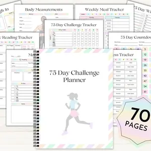 75-day Challenge Planner, 1pc Running Themed Planner Notebook, Personal Organizer for Home Office School, Weekly Planner, Office Stationery & Supplies